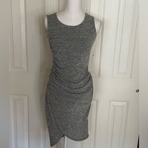 Bar lll Dress Bodycon Ruched Sleeveless Dress Grey Heather Stretch NWT L…